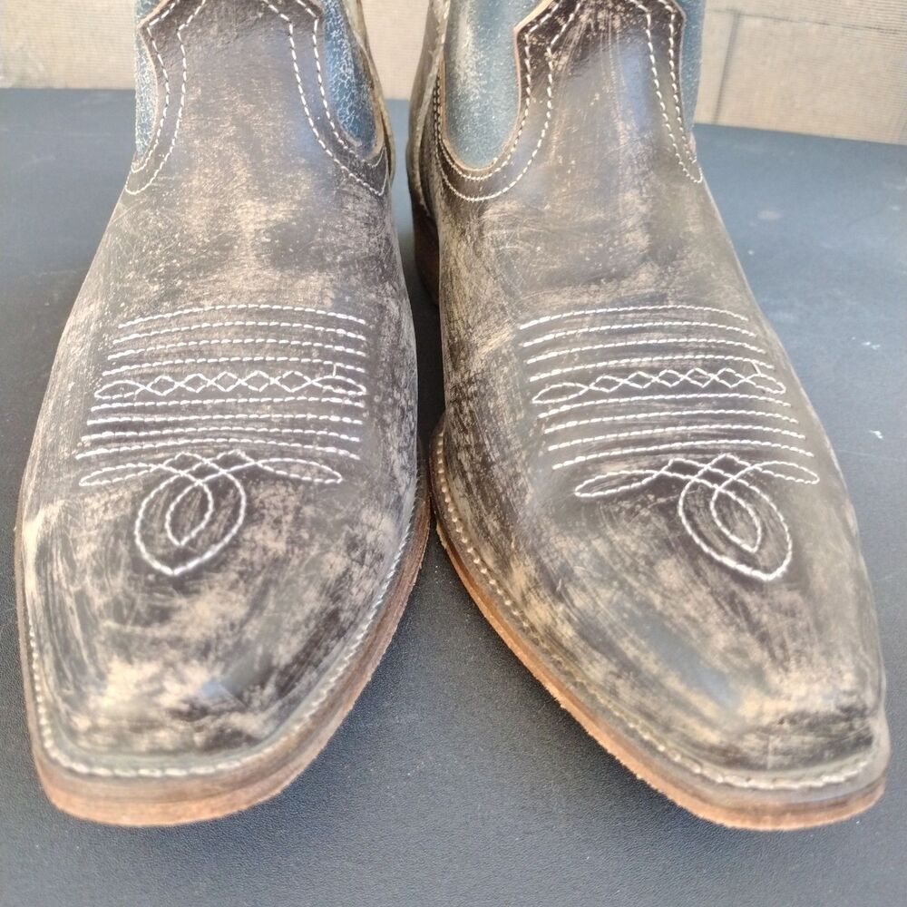 Roper American Beauty Flag Distressed Western Cowboy Boots Ankle-Women's Size 10 - Picture 4 of 10